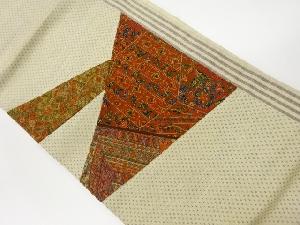 リサイクル　手織紬相良刺繍切り嵌めに花唐草模様名古屋帯